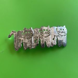 [Vintage] Silver-tone Cat Hair Barrette